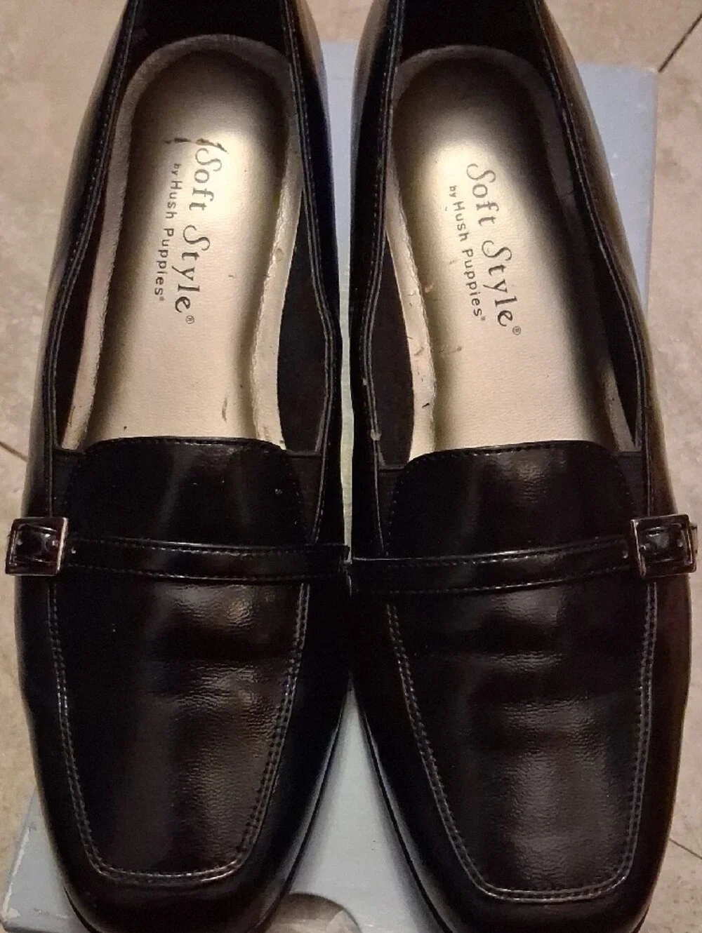 Soft Style (A Hush Puppy Company) Black Leather Buckle Loafers